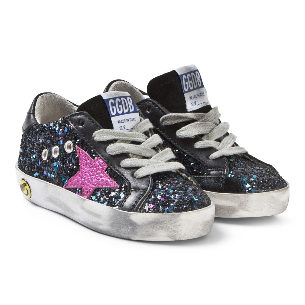 NWOB Golden Goose Superstar Kids Sneakers Galaxy Glitter Fuchsia Star Size 35